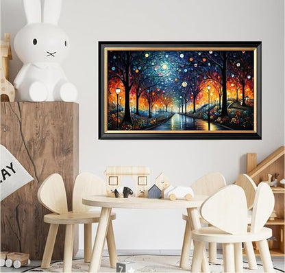 Leczany Cross Stitch Stamped Kit for Adults - Shining Park Trail | DIY Embroidery Starter Patterns Craft Kit Needlepoint for Beginner | 11CT, 3 Strands | 23.6x13 inches