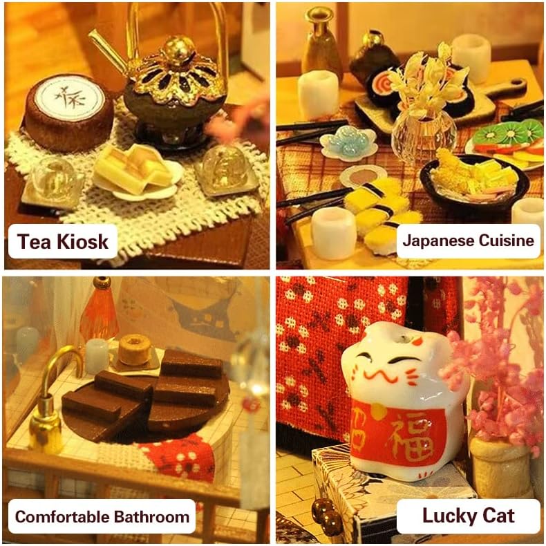CUTEBEE Dollhouse Miniature with Furniture, DIY Wooden Dollhouse Kit Plus Dust Proof, Creative Room Idea (Japanese Garden House) - Image 3