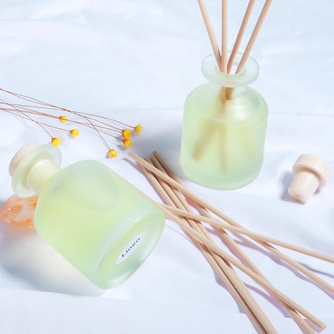 YISOWUH Reed Diffuser - Clean Linen 3.38oz (100ml) 2 Pack Essential Oil Reed Diffuser Set with 16 Sticks, Long Lasting Fragrance for Home, Bathroom, Bedroom, Room, Decor