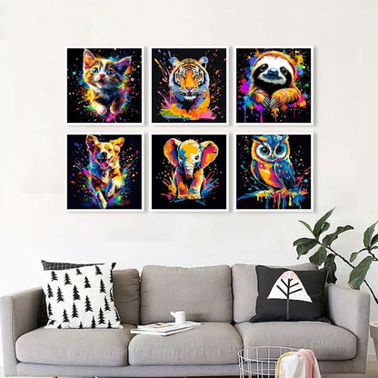 Mowana Framed Paint by Numbers Kit for Adults- 6 Pack Paint by Number for Adults Beginners, Painting Kits on Canvas Colorful Animal Paint by Numbers with Easel for Relaxing & Wall Decor 8x8 inches - Image 6