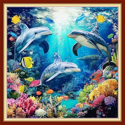 Joyhoor Cross Stitch Kits for Beginners Stamped Cross-Stitch Supplies Needlework preprint Embroidery Kits for Adults DIY Needlepoint Kits Embroidery Patterns 11CT-Underwater World 18x18 inchs by JoyhoorCrossStitchKits