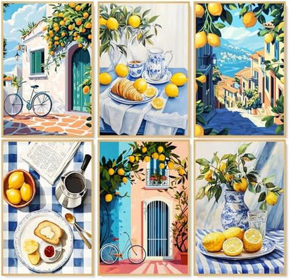 Camocin 6 Pack Paint by Numbers Kit for Adults, Lemon Canvas Painting Set by CamocinDIYKit