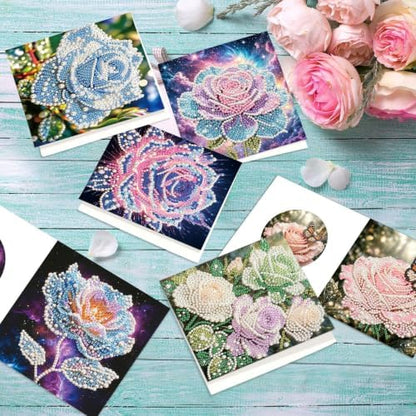 Artiphile DIY Pearl Art Painting Greeting Card Set Crafts Decor 6-Piece Foldable Cards Kit with Envelopes and Tools for Holiday Wishes Adult Crafting Project-Flowers-2 - Image 5