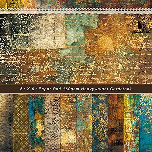 DESEACO Scrapbook Paper Pad 6x6 Vintage Colored Designs, Single-Sided Decoupage Sheets, Colorful Cardstock for DIY Scrapbooking, Cardmaking, Junk Journal Craft Supplies - 24 Pcs