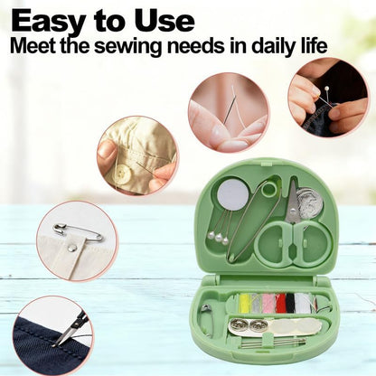 REROON 8 Pack Mini Travel Sewing Kit for Adult & Kid | Portable Sewing Box Kit Bulk | Small Emergency Repair Set with Thread Scissors Needle for Travel, Beginner DIY Handcraft | Pink + Green - Image 4