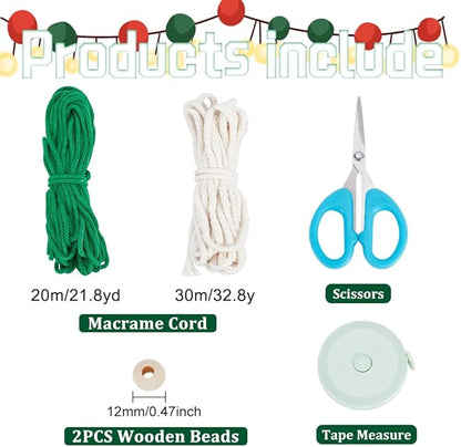 FREEBLOSS 2 Set Macrame Christmas Tree with Large Hole Beads Macrame DIY Kit with Instruction Woven Macrame Decor Adults