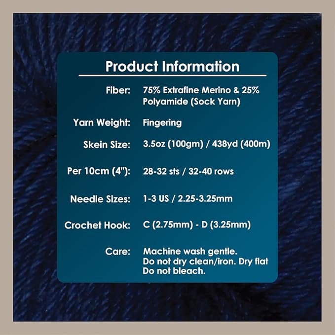 KnitPro Symfonie Hand Dyed Yarn | Extra Fine Merino Wool & Polyamide Blend for Knitting & Crocheting, Fingering Weight, Oeko-TEX Certified 400m, 100g Skein | Terra Semi-Solid Delhi Blue