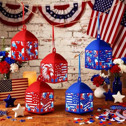Maitys 16 Sets 4th of July Patriotic Paper Lantern Suncatcher Craft Kits - Image 4