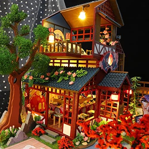 GuDoQi DIY Miniature Dollhouse Kit, 1:24 Scale Tiny House with Music Plant, Model Craft Kit for Adults, Great Handmade Gift for Birthday Christmas Day, Japanese Villa Courtyard - Image 6