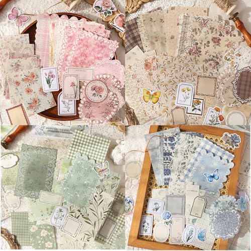 400Pcs Vintage Scrapbook Paper Floral Scrapbook Supplies Junk Journal Stickers Journaling Supplies for Bullet Journaling, Retro Crafts, Planner, Collage Card Album - Image 2