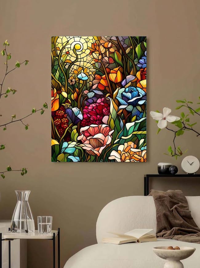 Colorful Blooming Flowers Art Paint by Numbers Kit for Adults Beginner 24colors 16x20 inch Without Framed - Image 3