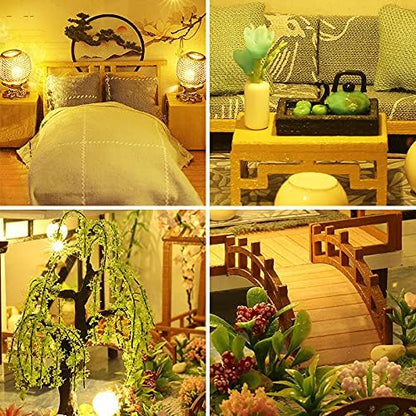 GuDoQi DIY Miniature Dollhouse Kit, Tiny House kit with Music, Miniature House Kit 1:24 Scale, Great Handmade Craft Gift for Birthday Christmas Day, Traditional Courtyard House - Image 5