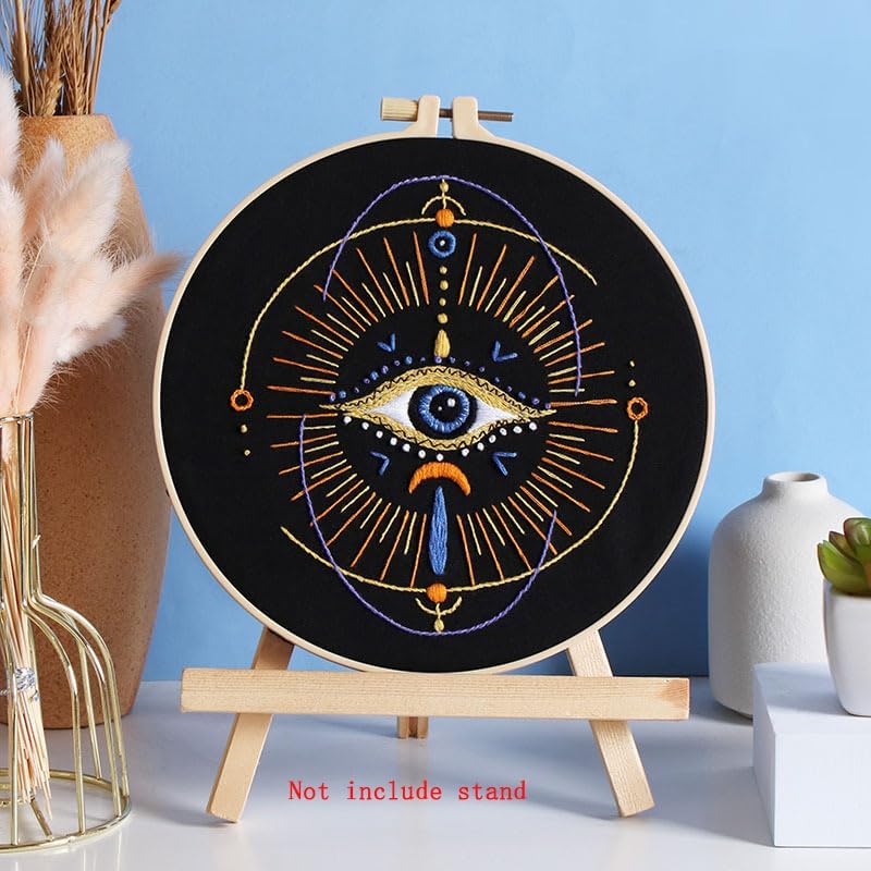 Konrisa 3 Pcs Embroidery Kits with Tarot Cards and Eyes Pattern, Stamped Embroidery Starter Kit for Beginners Adults Needlepoint Kits DIY Sewing Cross Stitch Practice Kit Home Decoration - Image 7