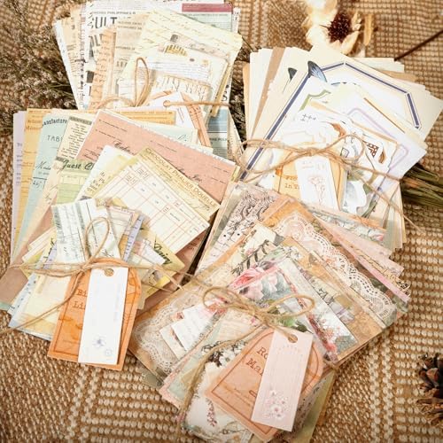 400 Sheets Vintage Scrapbook Paper Supplies, Diy Junk Journal Supplies, Bullet Journal Kit, Retro Vision Board Supplies for Scrapbooking Embellishments Planner, Decoupage Paper, 4 Sets by Unknown