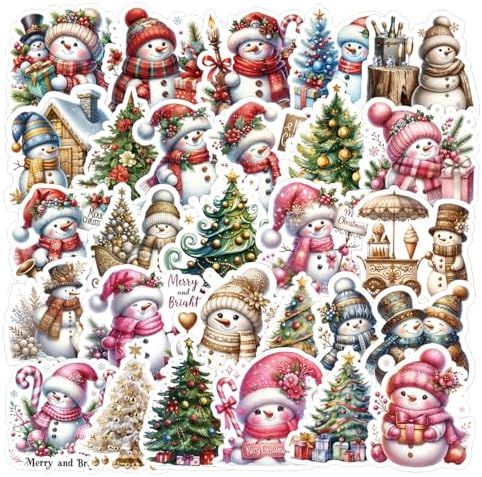 108 PCS Vintage Christmas Stickers for Holiday Crafting - Premium Waterproof Decorative Sheets (Santa, Snowmen, Wreaths) for Scrapbooking, Gift Wrapping & Festive Décor by JUNKJWBZ%7CPeelStickInspir