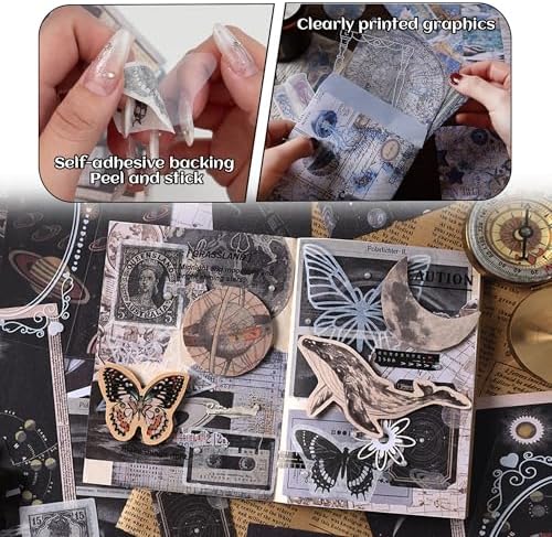 200Pcs Vintage Ephemera Junk Journal Kit, Paper & Stickers for Scrapbooking - Image 5