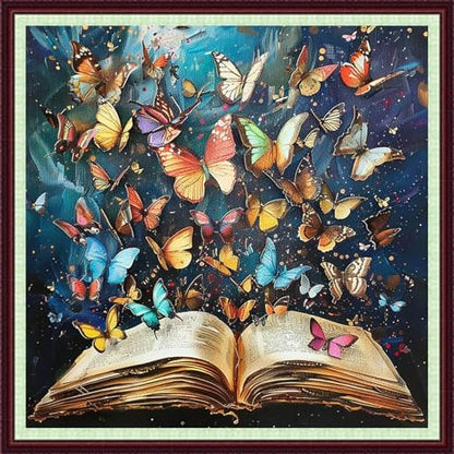 Dooxvey Cross Stitch Kits for Adults Beginners,Full Range of Cross-Stitch Stamped Kits Needlepoint Kits for Beginners Embroidery Kits 11CT Cross Stitch Patterns-Colorful Butterfly Book 18x18 inch by DooxveyStampedEmbroideryKit