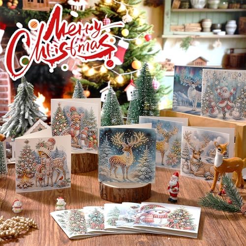 48 Pack Christmas Diamond Painting Greeting Cards,Classic Style - Image 4