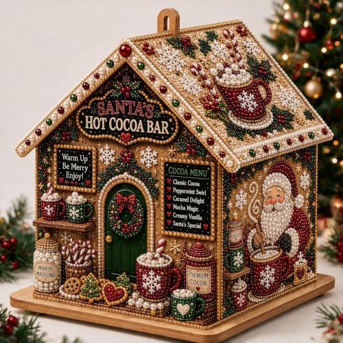 3D Christmas Wooden House Pearl Diamond Painting Kits for Adults, Beginners by Unknown