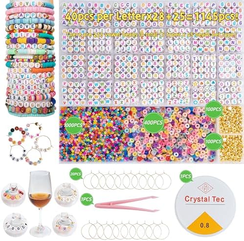 Acrylic Letter Beads Kit for Jewelry Making, 31-Grid Organizer with 4x7mm Colorful Alphabet Beads (1.5mm Hole), Includes Clay Heishi, Seed Beads, CCB Spacers(White&Colorful) - Image 4