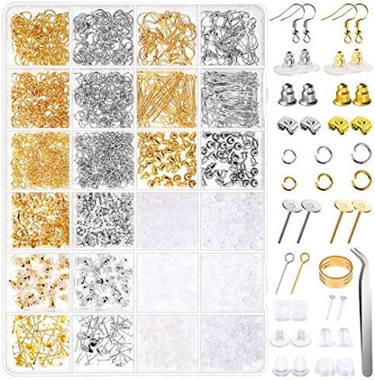 Anezus Earring Making Kit with Earring Hooks Findings, Earring Backs Posts, Jump Rings for Jewelry Making Supplies, 2320Pcs by anezus