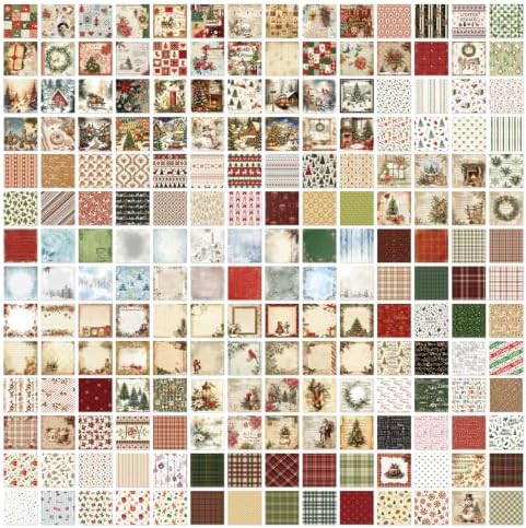 icceemee 200 Sheets Christmas Scrapbook Paper Set – Christmas Themed Craft Collage Paper for Junk Journaling, Bullet Journal, Poster Decor, Room Decoration, Card Making, and Gift Wrapping - Image 2