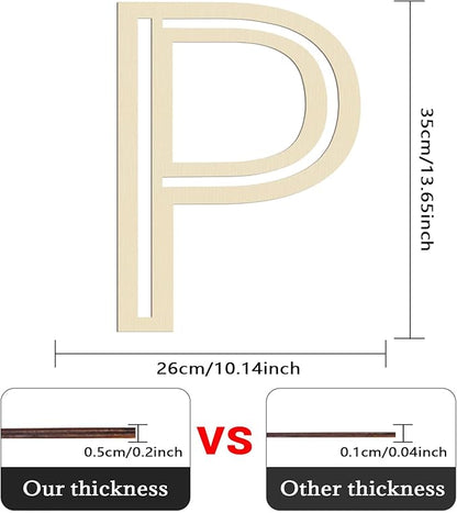 Large Wooden Letters 14 inch for Wall Decor Crafts Big Wood Letter P 1/5 Inch Thick Unfinished Alphabet Cutouts Paintable Letters for DIY Wreath Home Party Wedding Baby Nursery Decorations (P)