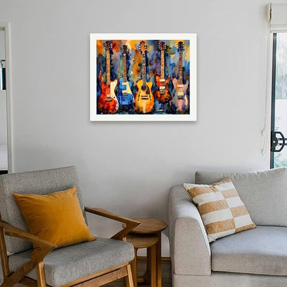 Music Paint by Numbers Kit for Adults - DIY Colorful Guitar Collection Painting on Canvas 16x20 Inches, Acrylic Paint Set, Suitable for Beginners, Art for Home Decoration or Gifts - Image 4