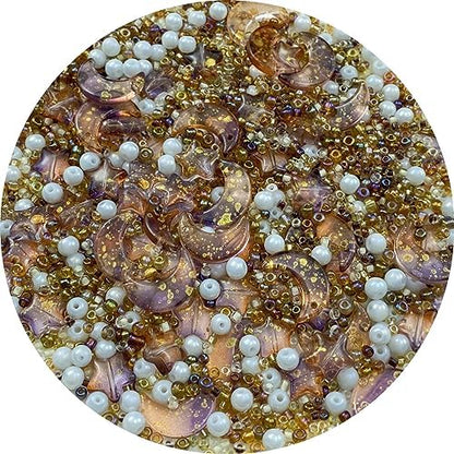 Assorted Glass Beads for Jewelry Making Multi Size Colors Glass Star Moon Seed Pearl Spacer Beads for Bracelets Necklace Earring Making(White Brown) by ChooseBeadsChooseHonkoolly