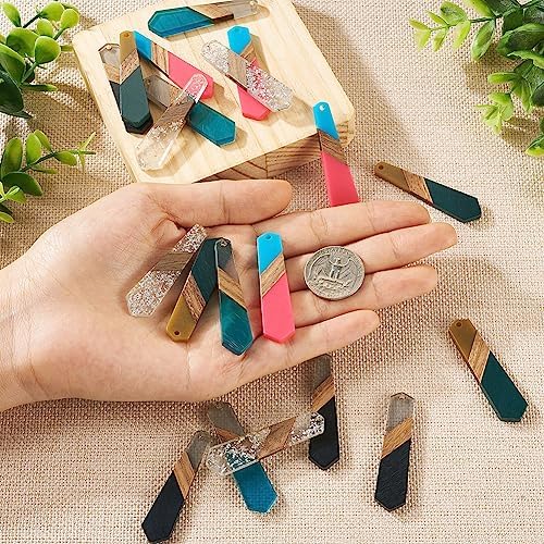 FASHEWELRY 20Pcs Hexagon Resin Wood Charms 3 Tone Polygon Wooden Earring Blanks Geometry Bohemia Earring Charms Wooden Earring Pieces Findings for Jewelry Making (RESI-TA0001-61-Biyun) - Image 5