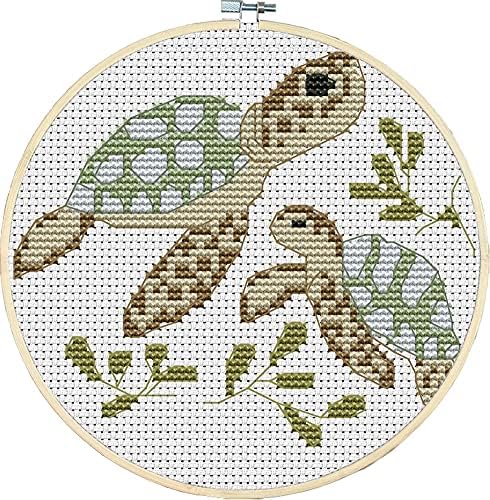 Awesocrafts Cross Stitch Kits Little Turtle Looking for Mom 11CT Stamped Patterns Easy Cross Stitching Embroidery Needlework Kit Supplies (Turtle) by Awesocrafts