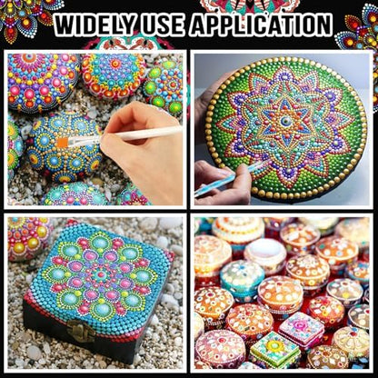 Augshy Mandala Dotting Tools Painting Kit, 58Pcs Dotting Tools for Painting DIY Rock Template Stencils Kit Brush Tray Pen Zipper Bag for Stone Canvas Mandala Arts - Image 7