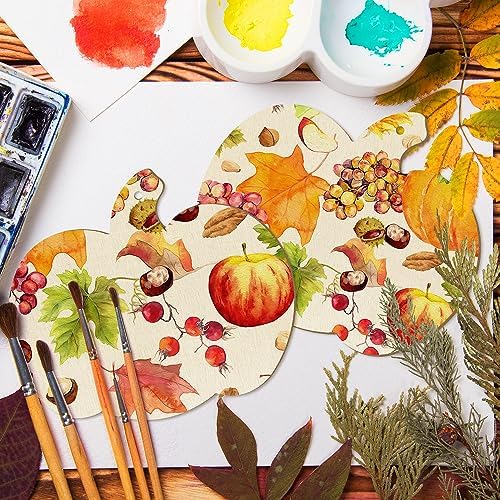 Large Size 7inch Wooden Halloween Thanksgiving Ornaments to Paint, DIY Blank Unfinished Pumpkin Wood Discs Ornament for Crafts Hanging Autumn Decorations 10PCS - Image 3