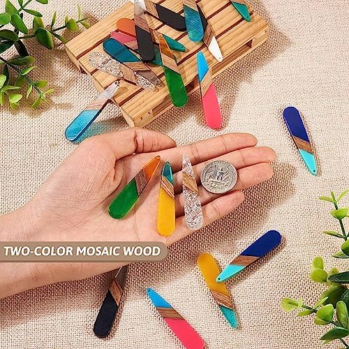 FASHEWELRY 20Pcs Teardrop Resin Wood Earrings Charms Drop Wooden Earring Blanks Earring Findings Bohemian Wooden Earring Pieces for Jewelry Making - Image 7