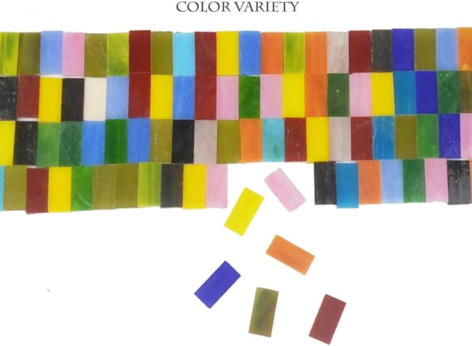Lanyani 400 Pieces/17.6oz Rectangle Mosaic Tiles Stained Glass for Crafts and Home Decorations Assorted Colors Textures …