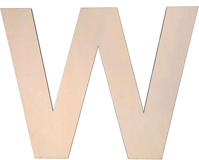 12 Inch Wooden Letter W, 1/4 Inch Thick Large Unfinished Wood Letter for DIY Crafts Home Wall Decor