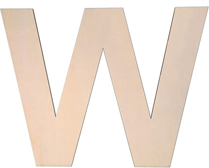 12 Inch Wooden Letter W, 1/4 Inch Thick Large Unfinished Wood Letter for DIY Crafts Home Wall Decor