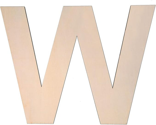 12 Inch Wooden Letter W, 1/4 Inch Thick Large Unfinished Wood Letter for DIY Crafts Home Wall Decor
