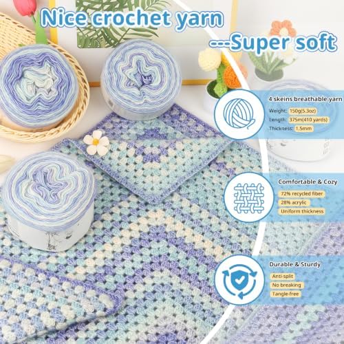 Coopay Crochet Blanket Kit for Beginners w/Step-by-Step Instructions - Image 4