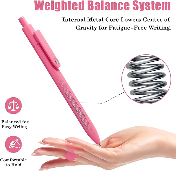 Piochoo Gel Pens, 0.5mm Quick Dry Black Ink Fine Point Smooth Writing Pens for Office School Supplies Stocking Stuffers for Women Girls Nurse Teacher