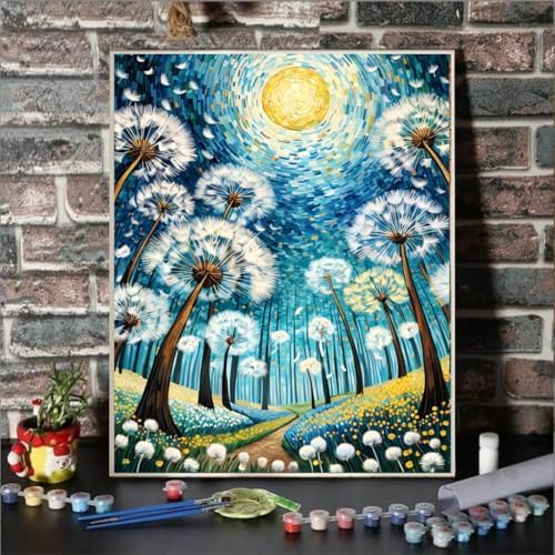 Lovepefe Dandelion Paint By Numbers Kit for Adults Beginner Flowers Adult Paint By Number Kits On Canvas Dandelion Oil Painting Kit for Beginners Adults Kits for Gift Home Wall Decor 16x20Inch - Image 2