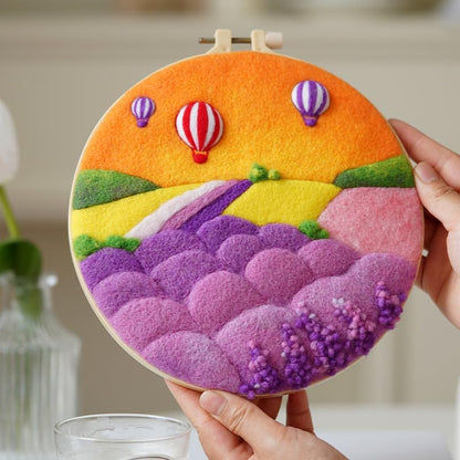 Wizardi Beginner Needle Felting Kit for Adults - Lavender Air Balloons. Nature Felting Kit 20x20cm. Felting Tools. Wool Felting Supplies. Felt Crafts. Wool Felt. F07N8-W407 by Wizardi