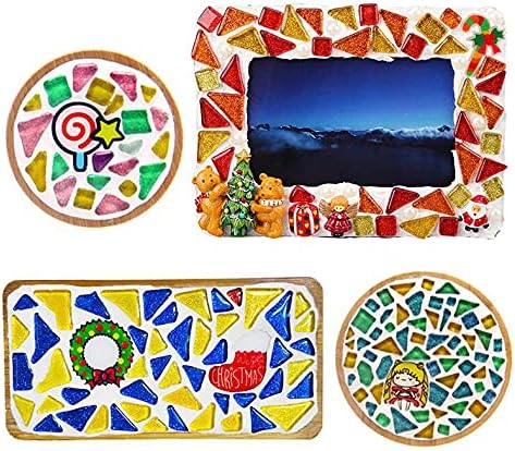 500g Mixed Color Irregular Crystal Mosaic Tiles,Tiny Mosaic Tile DIY Hobbies Children Handmade Crystal Craft for Craft Bathroom Kitchen Home Decoration DIY Art Projects,0.4X0.4 Inch(Green Series)