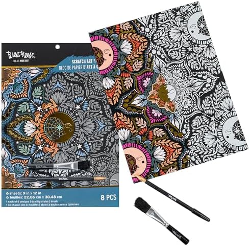 Brea Reese Scratch Art Paper Pad - Moon & Sun Metallic Adult Craft Kit - Image 3