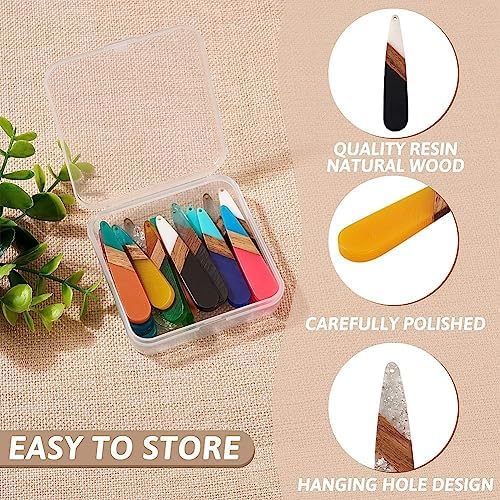 FASHEWELRY 20Pcs Teardrop Resin Wood Earrings Charms Drop Wooden Earring Blanks Earring Findings Bohemian Wooden Earring Pieces for Jewelry Making - Image 6