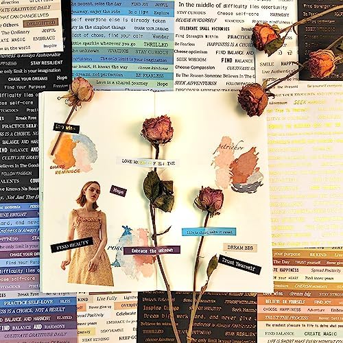 PRSTINCOL 2370 Pcs Word Stickers for Journaling,40 Sheets Quote Stickers Gold Foil Small Talk Stickers for Junk Journal Craft,Scrapbooking Supplies Making - Image 4