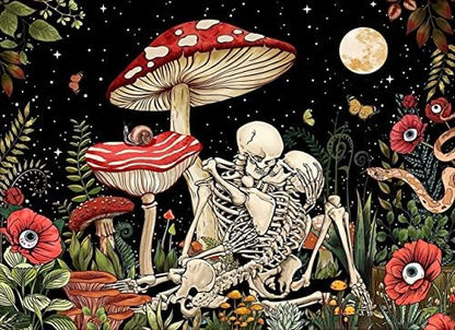 koemhxb Mushroom Paint by Numbers for Adults, Skeleton Paint by Numbers for Adults Beginner,Mushroom Painting by Numbers for Home Wall Decor(16x20 Inch) by Koemhxb