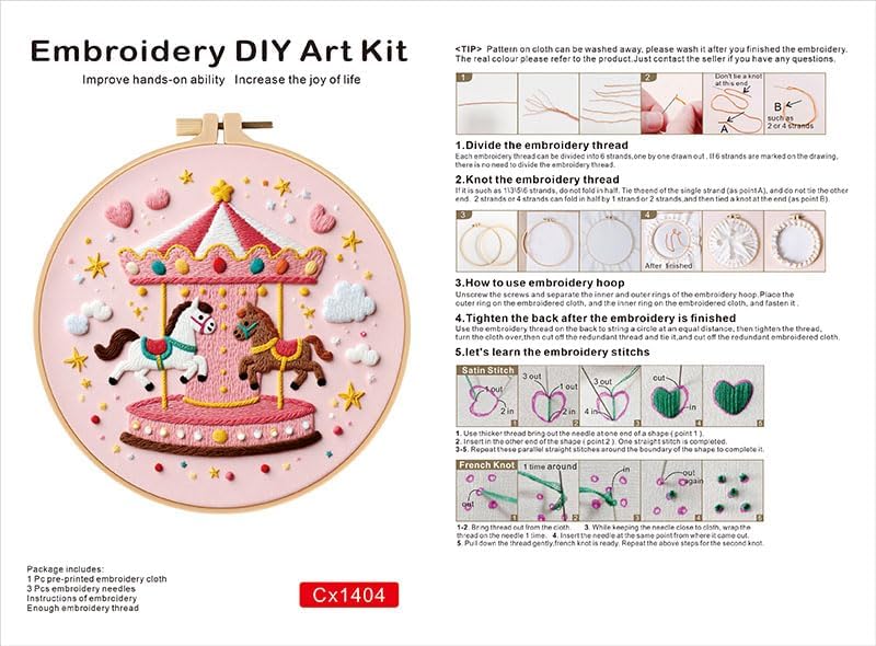 Haootadiy Beginner Embroidery Kit for Adults, Easy Cross Stitch Kit for Beginners and Adults, Full Embroidery Hoop Kit with Needles and Thread Included (Pattern 14) - Image 4