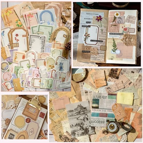 400PCS Vintage Scrapbook Paper Junk Journal Kit Aesthetic Decorative Paper - Image 4