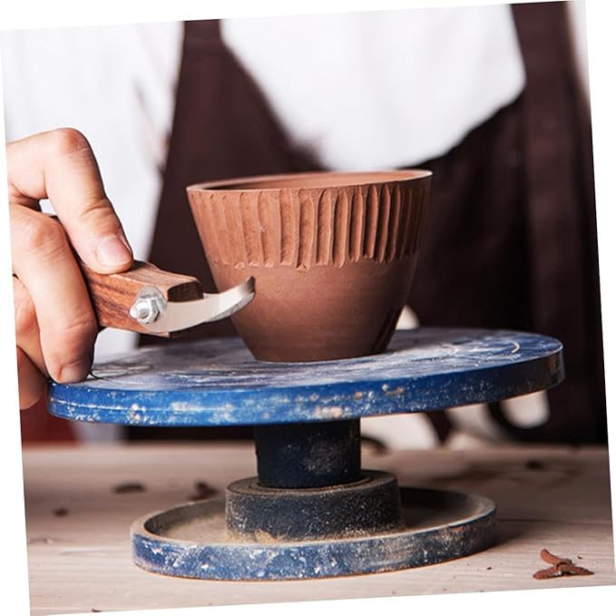 LIFKOME Metal Pottery Clay Sculpture Carving Tool with Comfortable Handle Wood and Metal Material for Precise DIY Clay Trimming and Sculpting Crafts